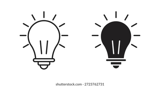 Ícones de ideias em preenchidos, linhas finas, contorno e traçados