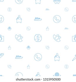 idea icons pattern seamless white background. Included editable line ship, brain, holding globe, teacher, call, bulb, pen, smile icons. idea icons for web and mobile.