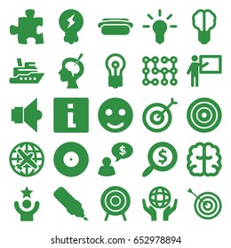 Idea icons set. set of 25 idea filled icons such as plane, target, brain, bulb, holding globe, brain surgery, hot dog, lamp, search dollar, electric circuit, celebrity