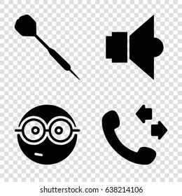 Idea icons set. set of 4 idea filled icons such as call, nerd emoji, lamp