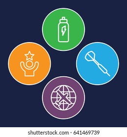 Idea icons set. set of 4 idea outline icons such as plane, energetic drink, dart