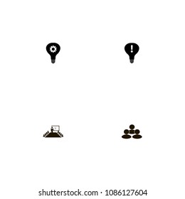 Idea icons set. attention, group, cogwheel and best idea