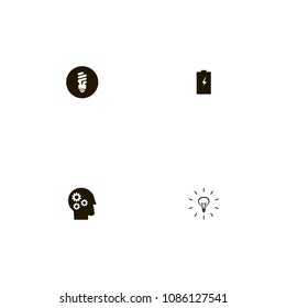 Idea icons set. battery, bulb, lighting and illumination