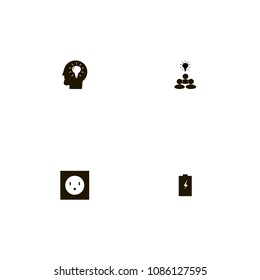 Idea icons set. battery, lamp, group idea and electricity