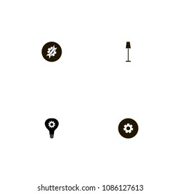 Idea icons set. bulb, cogwheel, wrench and lamp