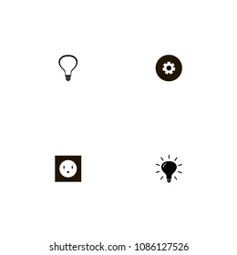 Idea icons set. bulb in line, light, illumination and bulb