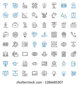 idea icons set. Collection of idea with telephone, ideas, graphic design, blackboard, school material, lamp, vector, beer, highlighter, socrates. Editable and scalable idea icons.