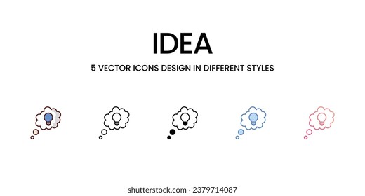Idea icons set, colorline, glyph, outline, gradinet line, icon vector stock illustration isolate white background.