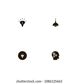 Idea icons set. details, head, money idea and black