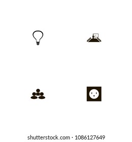 Idea icons set. electricity, presentation, group and light