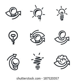 Idea icons set isolated on white background