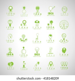Idea Icons Set - Isolated On Gray Background - Vector Illustration, Graphic Design