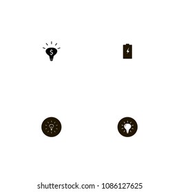 Idea icons set. lamp, battery, electricity and money idea