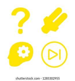 idea icons set with light bulb, gear in head and question mark vector set
