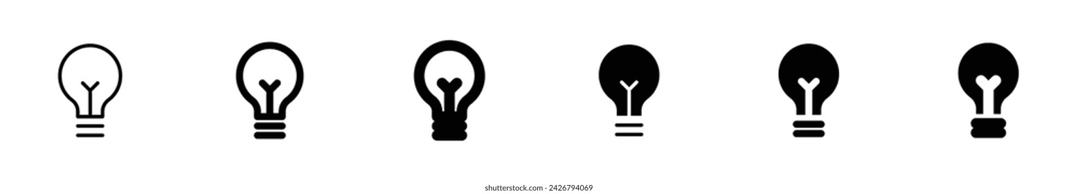 Idea icons set, light bulb, ideas, focus, bulb, target, business and finance, electricity