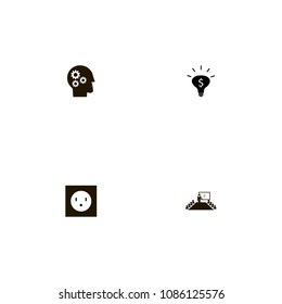 Idea icons set. money idea, presentation, details and best idea
