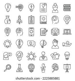 Idea icons set outline vector. Light bulb. Business solution