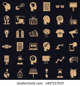 Idea icons set. Simple style of 36 idea vector icons for web for any design