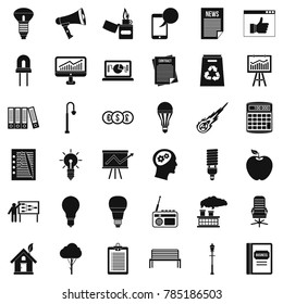 Idea icons set. Simple style of 36 idea vector icons for web isolated on white background