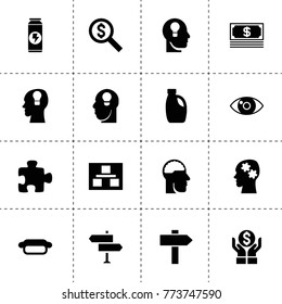 Idea icons. vector collection filled idea icons. includes symbols such as planning, money insurance, money search, key hole in head. use for web, mobile and ui design.