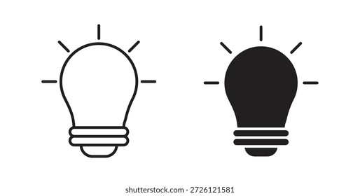 Símbolo de Vector de iconos de ideas con trazo editable y versiones planas