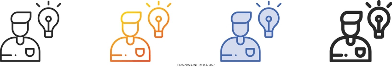 idea icon.Thin Linear, Gradient, Blue Stroke and bold Style Design Isolated On White Background