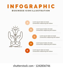 idea, ideas, creative, share, hands Infographics Template for Website and Presentation. Line Gray icon with Orange infographic style vector illustration