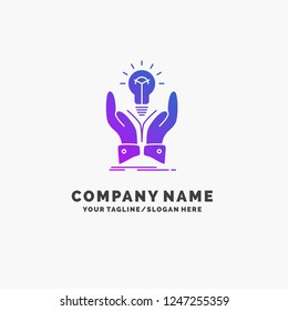 idea, ideas, creative, share, hands Purple Business Logo Template. Place for Tagline.