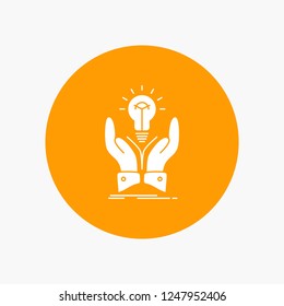 idea, ideas, creative, share, hands White Glyph Icon in Circle. Vector Button illustration