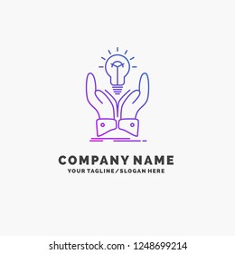 idea, ideas, creative, share, hands Purple Business Logo Template. Place for Tagline