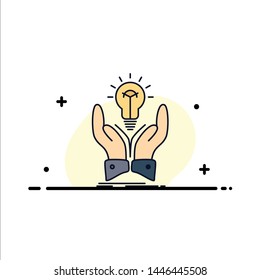idea, ideas, creative, share, hands Flat Color Icon Vector