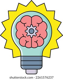 idea illustration with filled outline. This design describes creativity in thinking