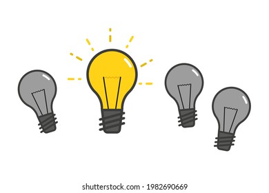 Ilustración ideal. Iluminación de las lámparas. Vector de diseño plano