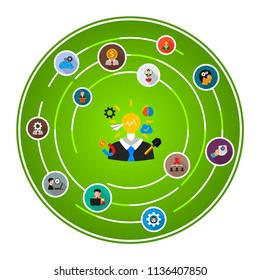 Idea and imagination flat icons concept. Vector illustration. Element template for design.