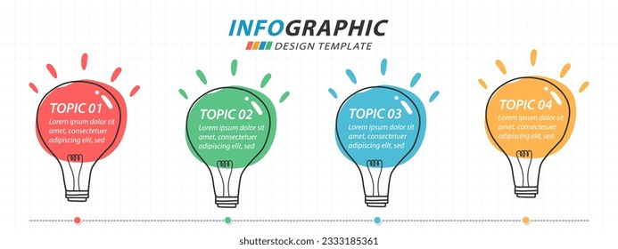Plantilla de diseño de Infografía de IDEA. Concepto de línea de tiempo con 4 opciones o plantilla de pasos. diseño, diagrama, anual, inicio, informe, presentación.Ilustración vectorial.