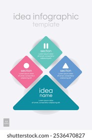 Idea Infographic Template 3 Topics for Business Presentation Pyramid Concept in Vector File