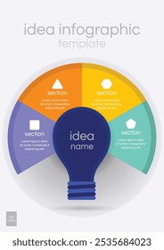 Idea Infographic Template 4 Topics in A4 Ratio Size