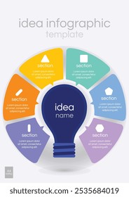 Idea Infographic Template 6 Topics in A4 Ratio Size