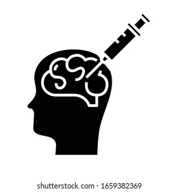 Icono negro de inyección de Idea, ilustración conceptual, símbolo plano vectorial, signo de glifo.