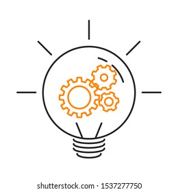 Idea, innovation, creativity concept. Outline thin line illustration. Isolated on white background. 