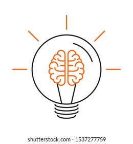 Idea, innovation, creativity concept. Outline thin line illustration. Isolated on white background. 