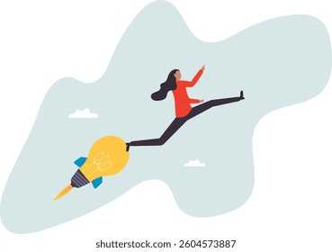 Idea, innovation and creativity help boost productivity and motivation to reach success goal, career development and business growth .character for design.