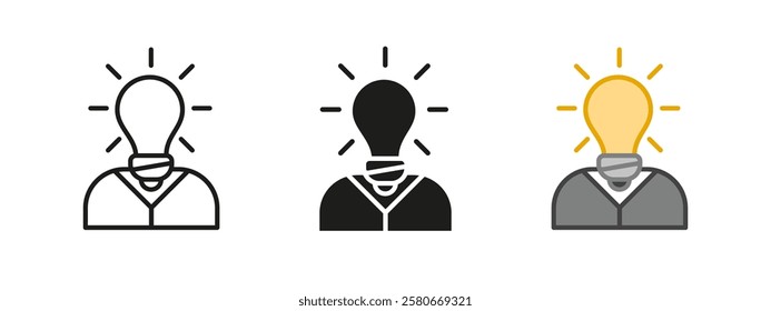 Idea innovation icon. Creative thinking vector illustration. Lightbulb inspiration symbol. Intelligence solution sign. Business strategy progress concept.