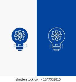 idea, innovation, light, solution, startup Line and Glyph web Button in Blue color Vertical Banner for UI and UX, website or mobile application
