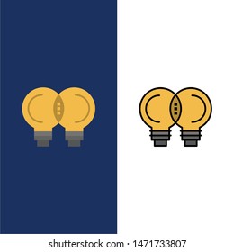Idea, Innovation, Mechanic, Thinking  Icons. Flat and Line Filled Icon Set Vector Blue Background