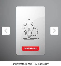 Idea, insight, key, lamp, lightbulb Line Icon in Carousal Pagination Slider Design & Red Download Button