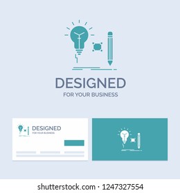 Idea, insight, key, lamp, lightbulb Business Logo Glyph Icon Symbol for your business. Turquoise Business Cards with Brand logo template.