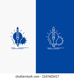 Idea, insight, key, lamp, lightbulb Line and Glyph web Button in Blue color Vertical Banner for UI and UX, website or mobile application