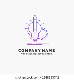 Idea, insight, key, lamp, lightbulb Purple Business Logo Template. Place for Tagline