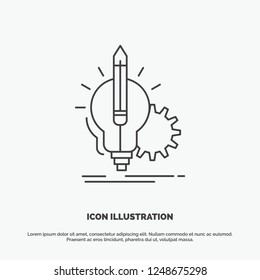 Idea, insight, key, lamp, lightbulb Icon. Line vector gray symbol for UI and UX, website or mobile application